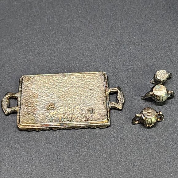 Vintage Miniature Dollhouse Brass Teapot & Tray SET - Picture 5 of 8